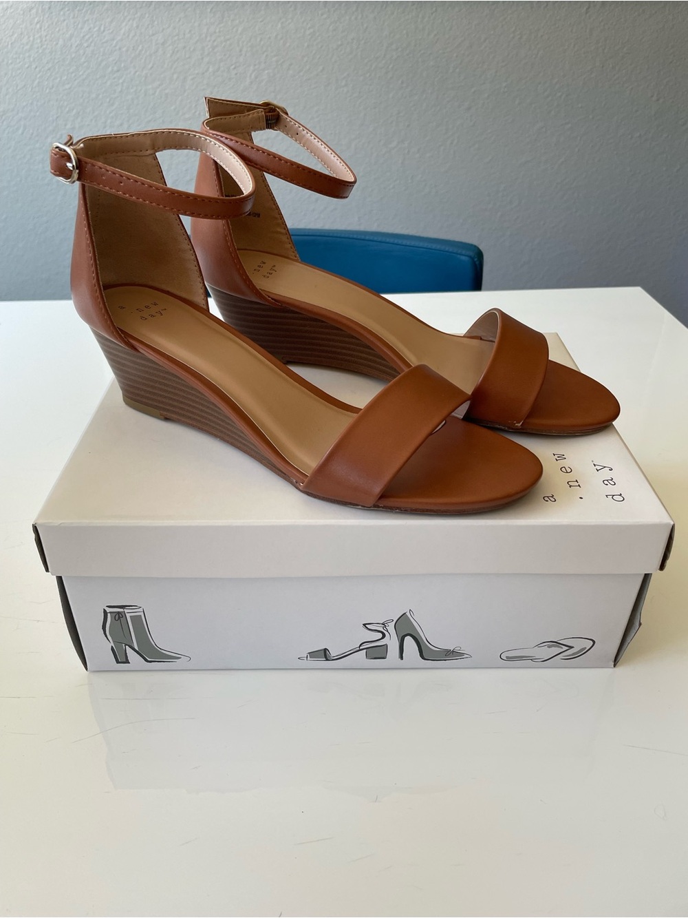 a new day Tan Ankle-Strap Wedge Sandals